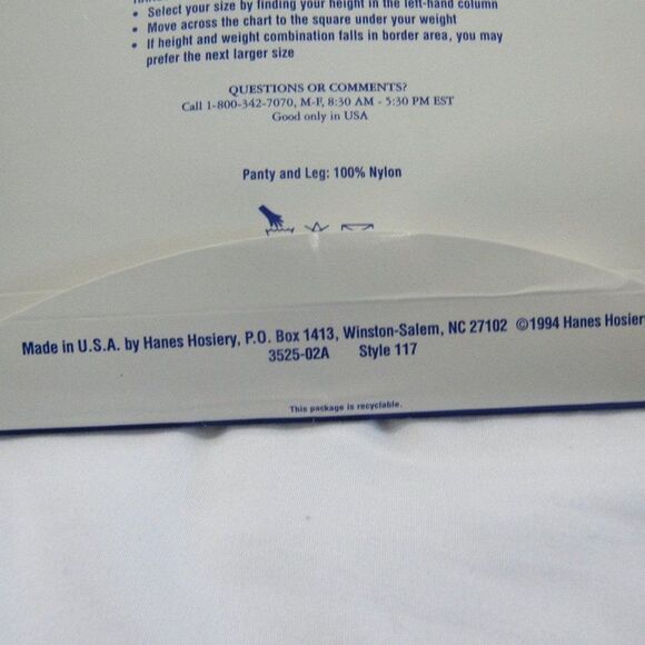 Hanes Too Hosiery Size E-F Sheer Pantyhose (2) Black Navy Style 117 VTG 1994 - Picture 5 of 11